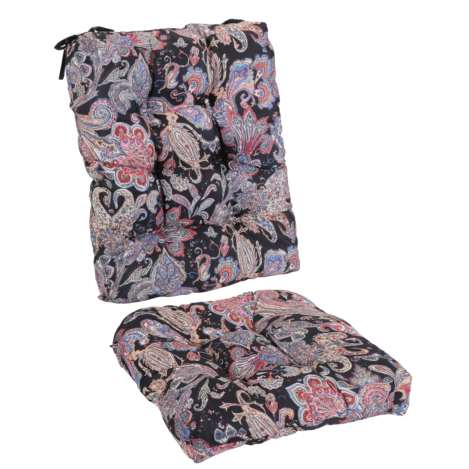 NewHome 2-Piece Chair Cushions - Black PinkLeaf
