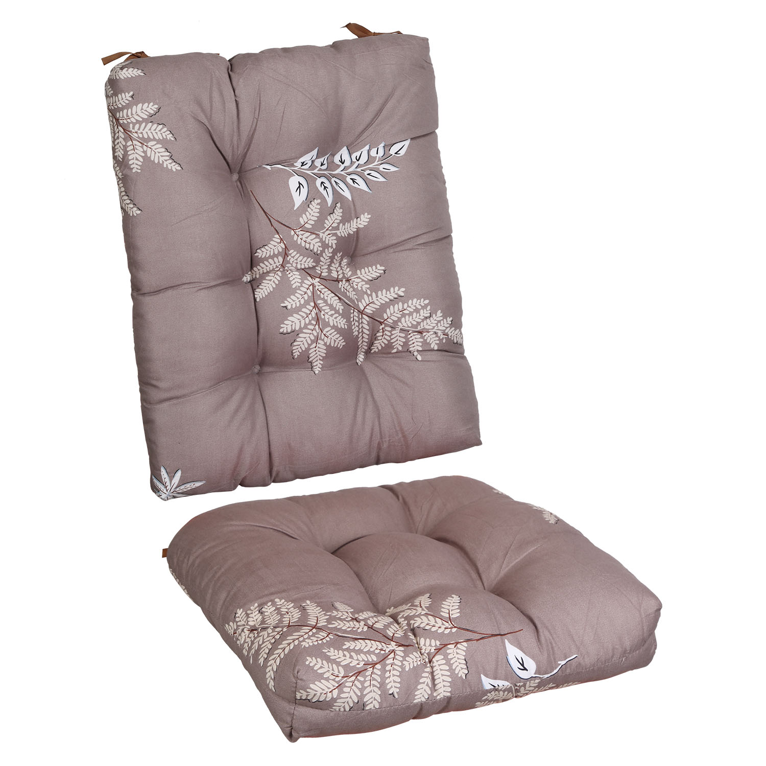 Photos - Pillow New Home NewHome NewHome 2-Piece Chair Cushions - Coffee GreyLeaf HGPADGPCT5132 (COFFEEGREYLEAF)