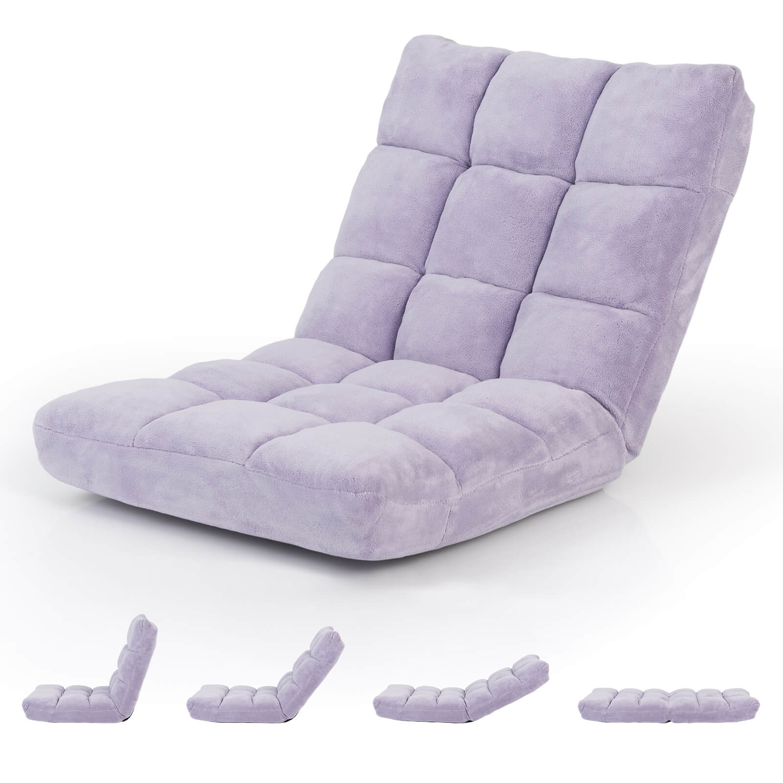 Adjustable 14-Position Microsuede Floor Chair - Floor Chair Lilac