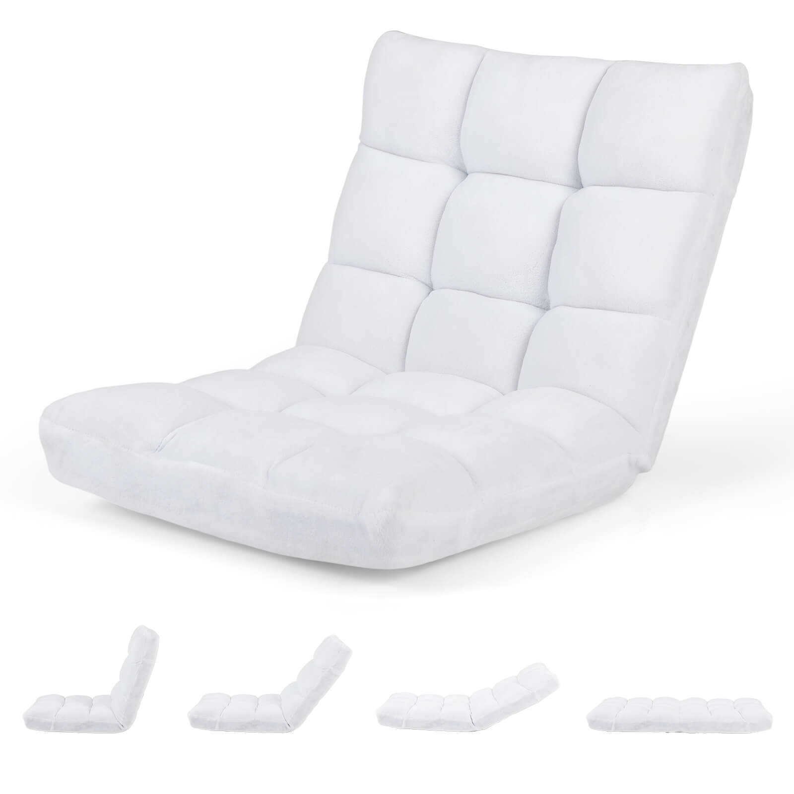 Adjustable 14-Position Microsuede Floor Chair - Floor Chair White