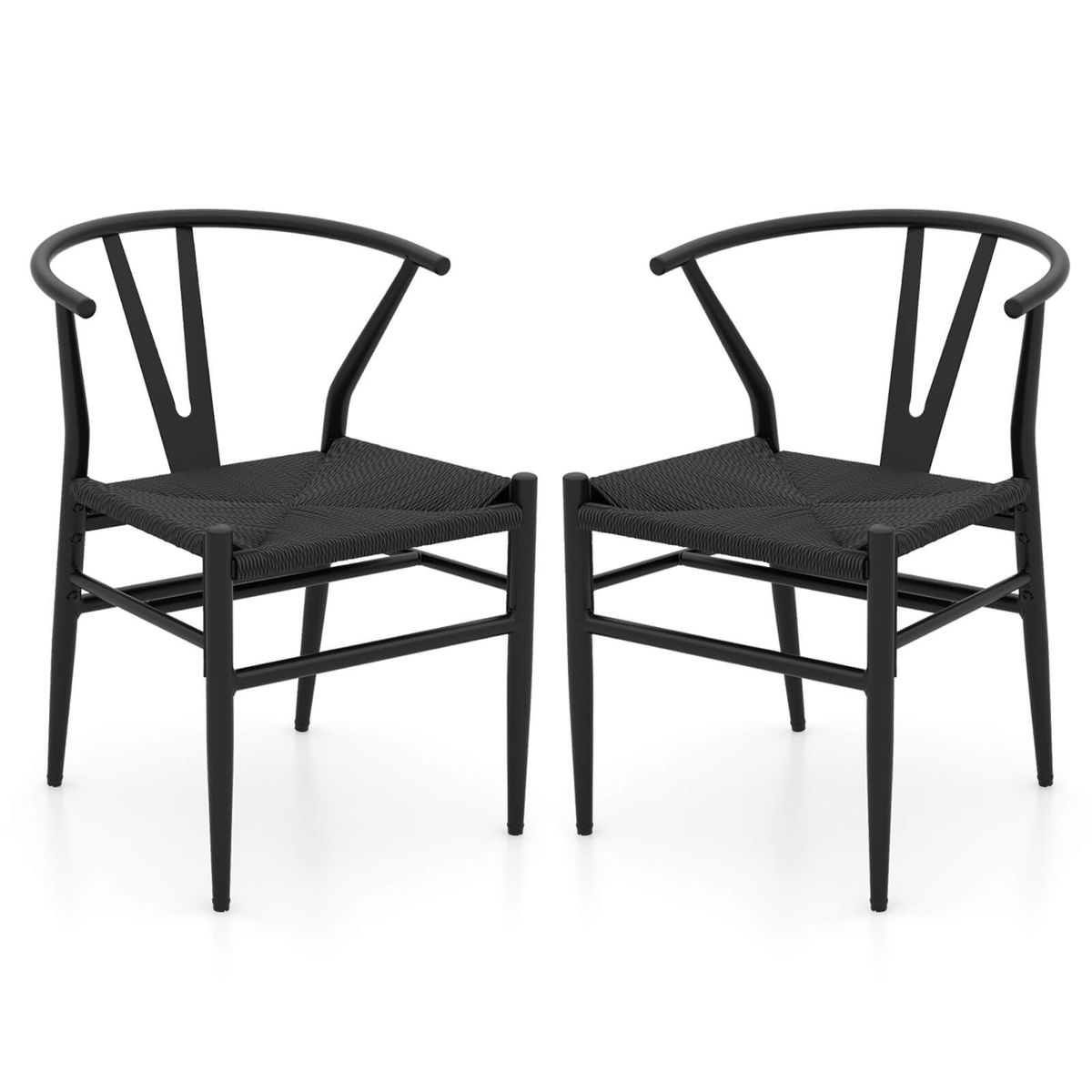 Modern Weave Kitchen Dining Armchairs (2- or 4-Pack) - Black-2