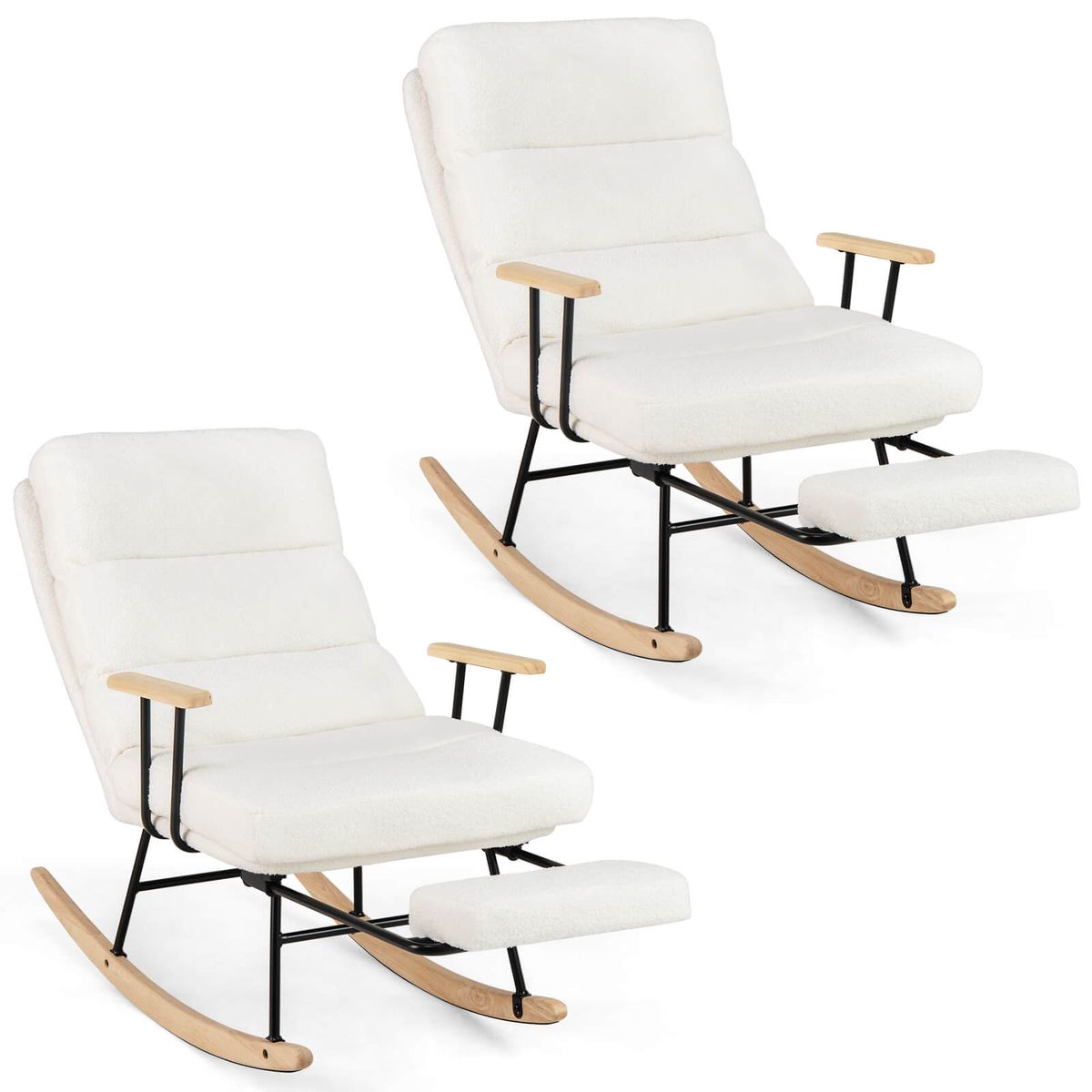 Rocking Chair with 5-Level Adjustable Backrest - 2-Piece-image-SKU17392369