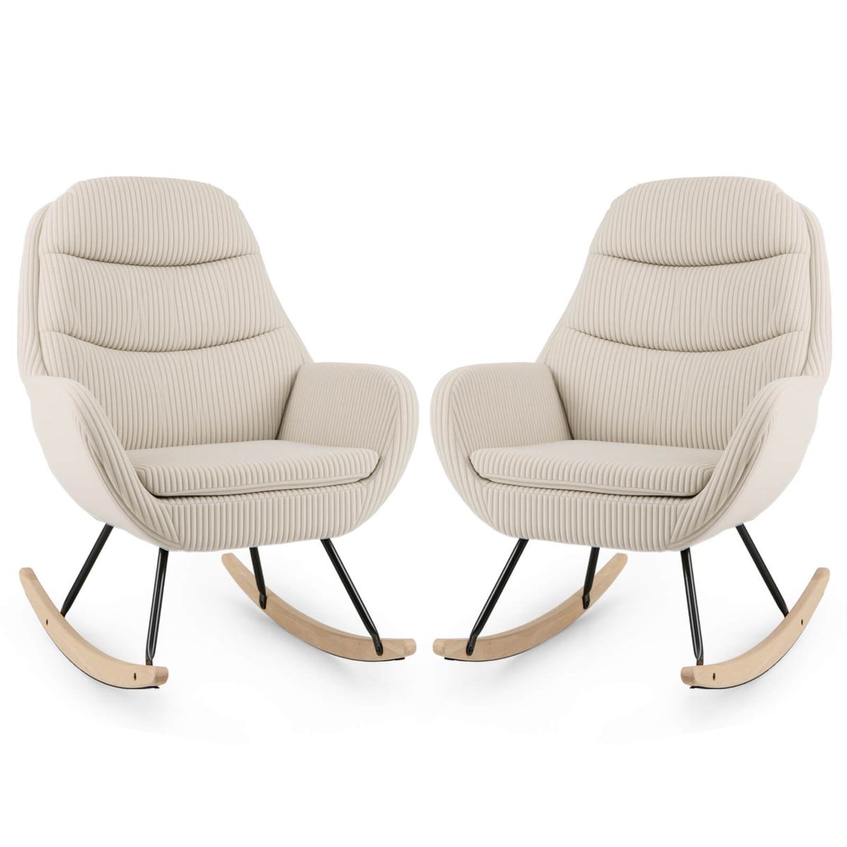 Upholstered Rocking Chair with Padded Backrest - 2-Piece