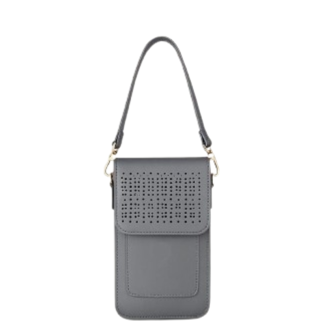 Unisex Touch Screen, Clear Window Crossbody Bag - Grey