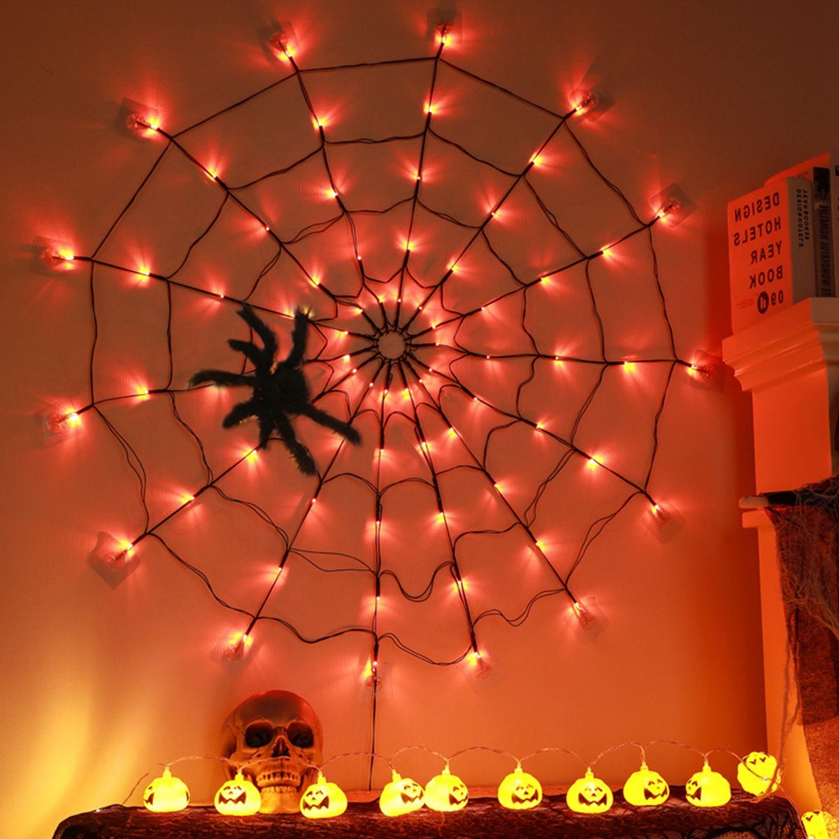 LED Spider Web with Remote Control - iMounTEK Halloween Spider Web Light ORG