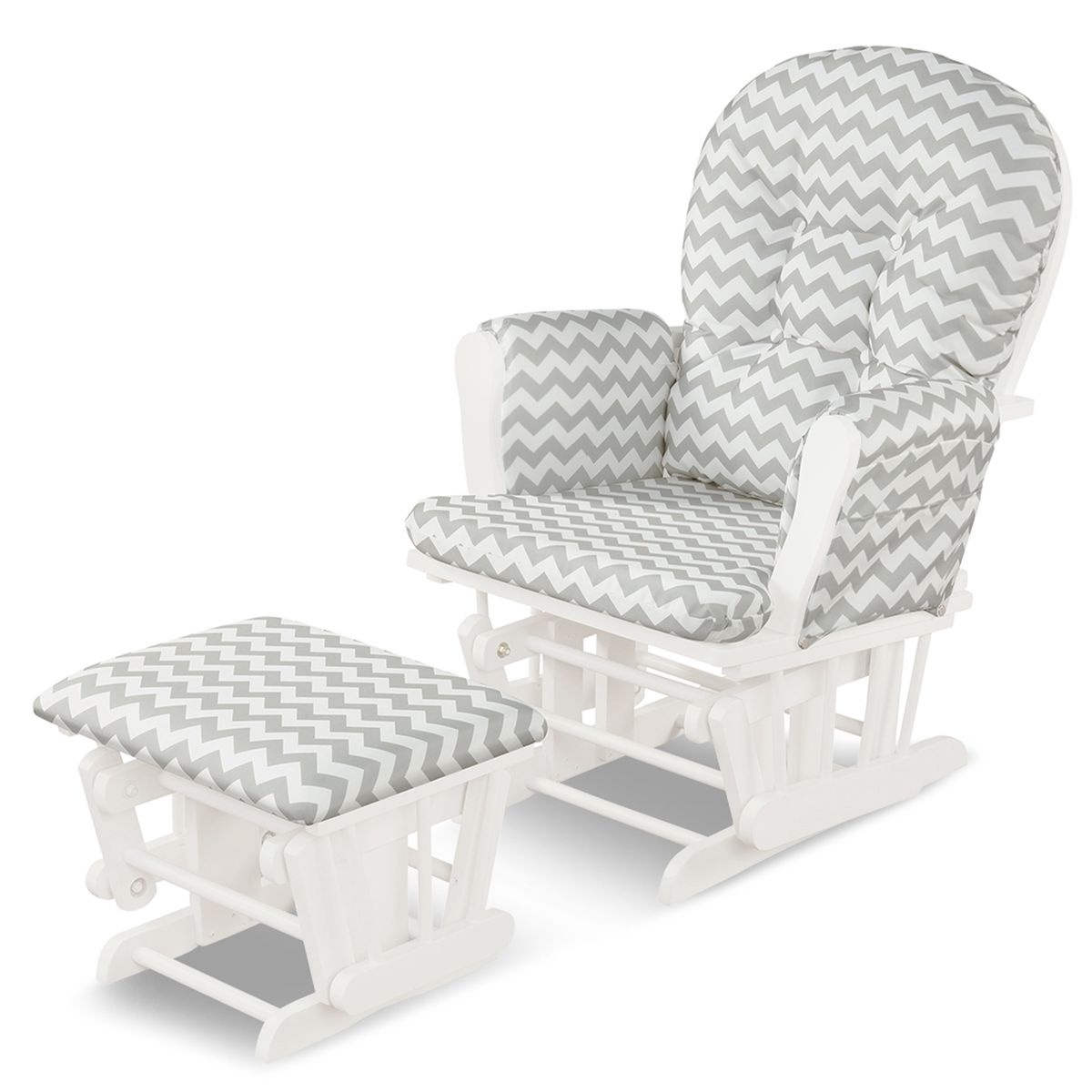 Photos - Rocking Chair Costway Glider and Ottoman Set with Cushions - Light Grey HWM000020 