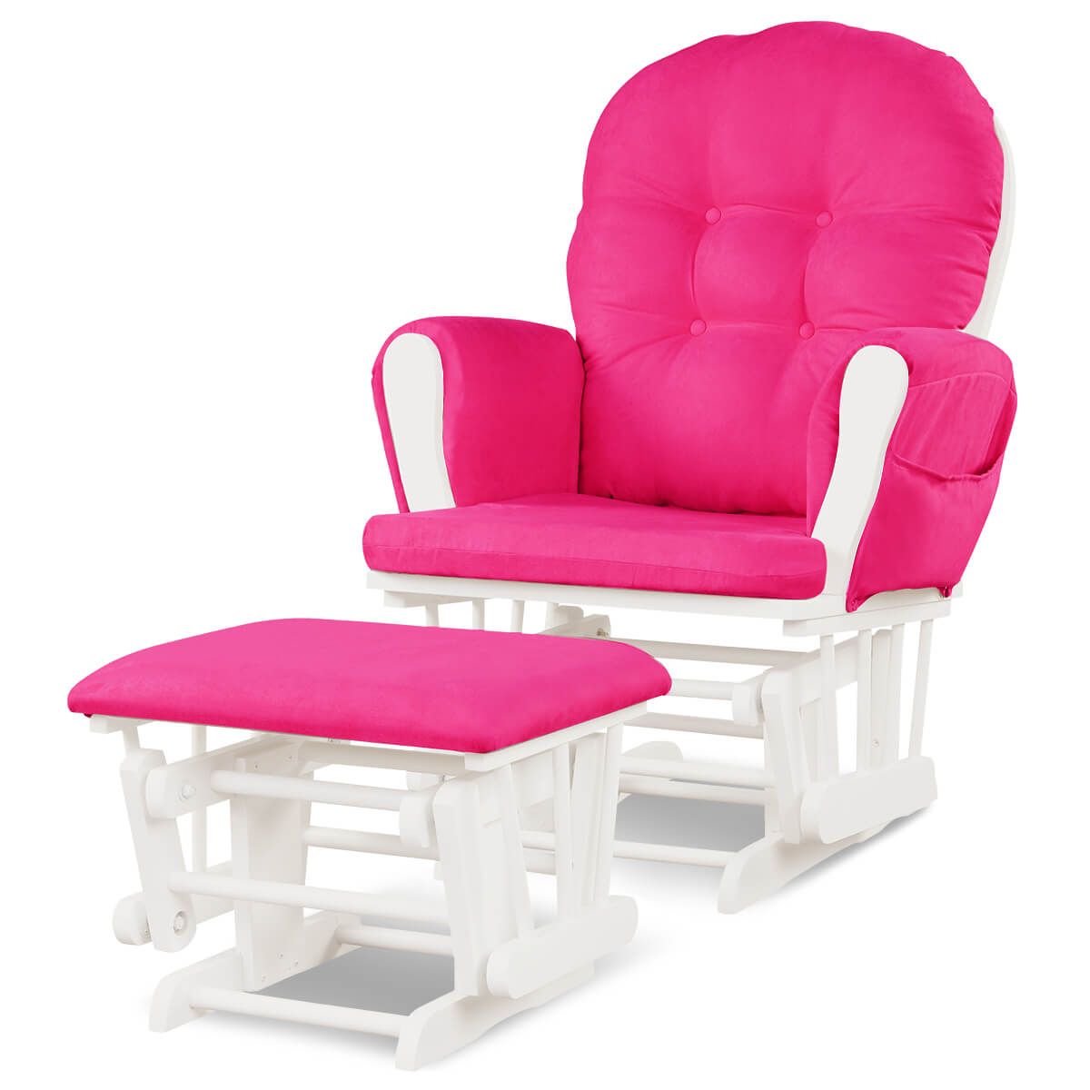 Glider and Ottoman Set with Cushions - Deep Pink