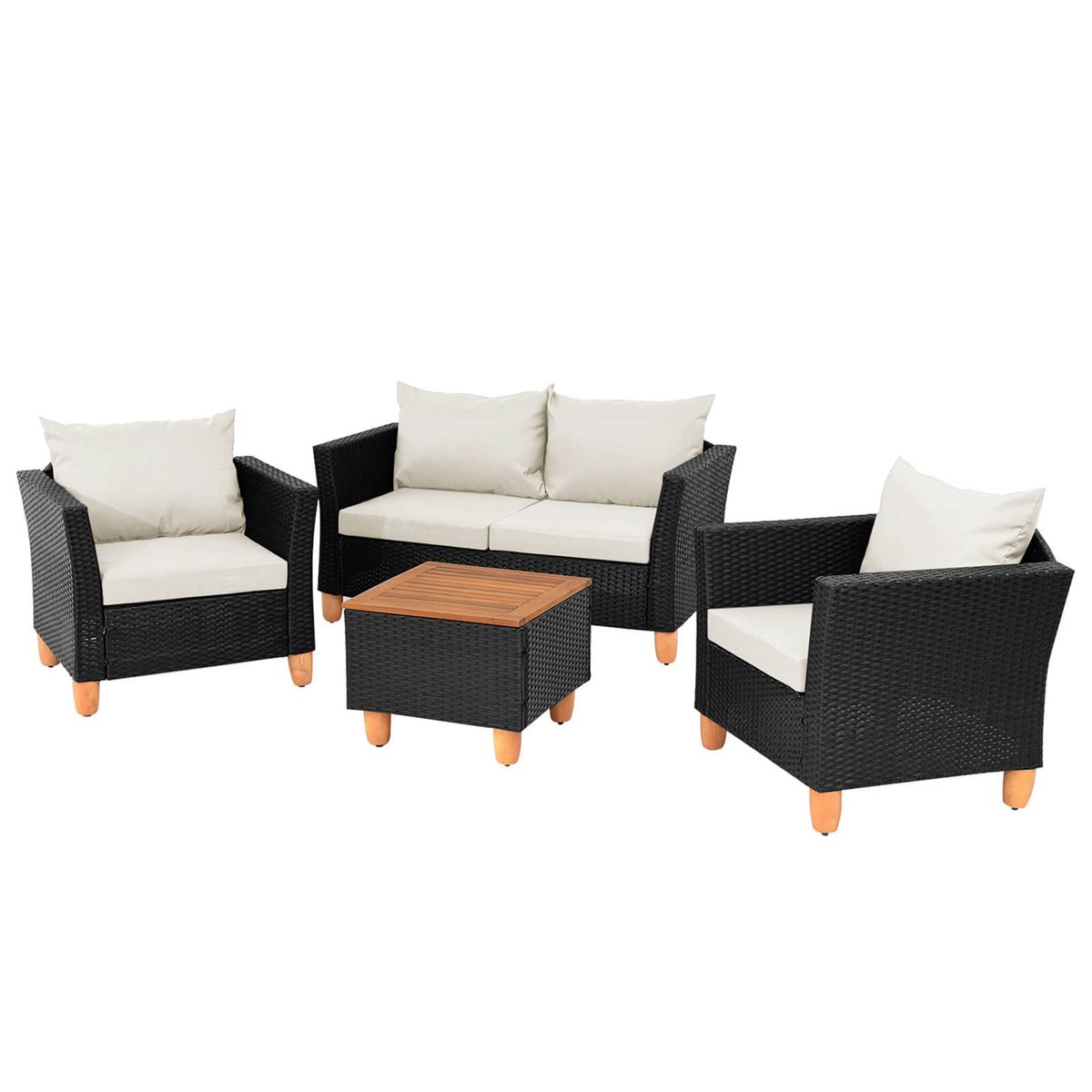 Photos - Garden Furniture Costway 4-Piece Outdoor Patio Rattan Furniture Set - Patio Set-White HCST03476 