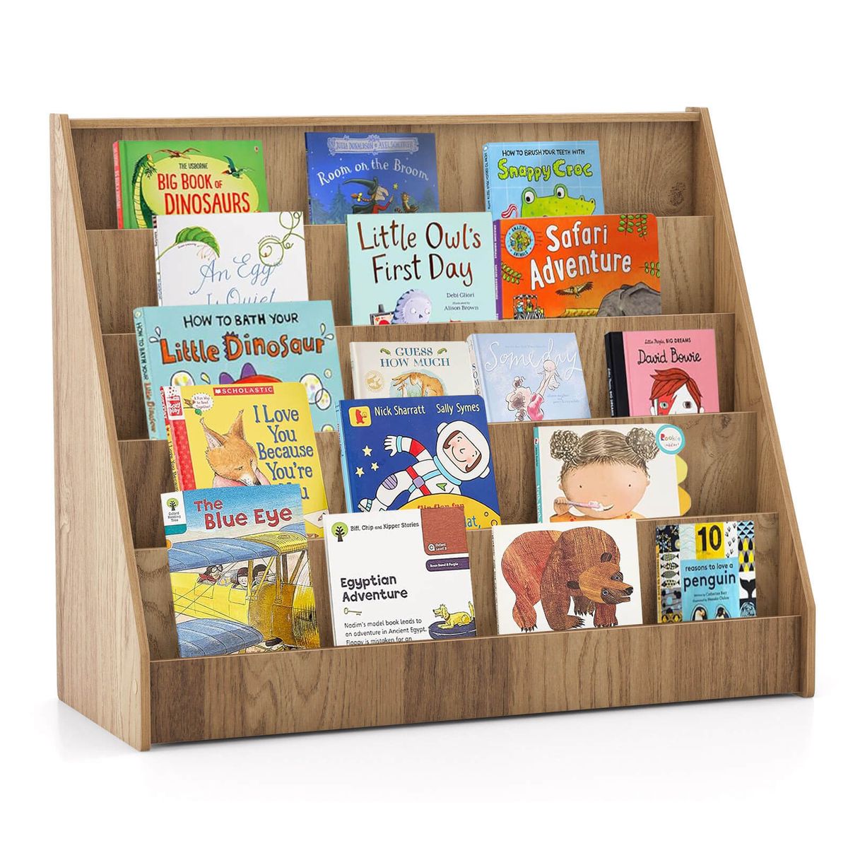 5-Tier Kids' Bookshelf with Deep Compartments (3 Colors) - Kids Bookshelf -Natural