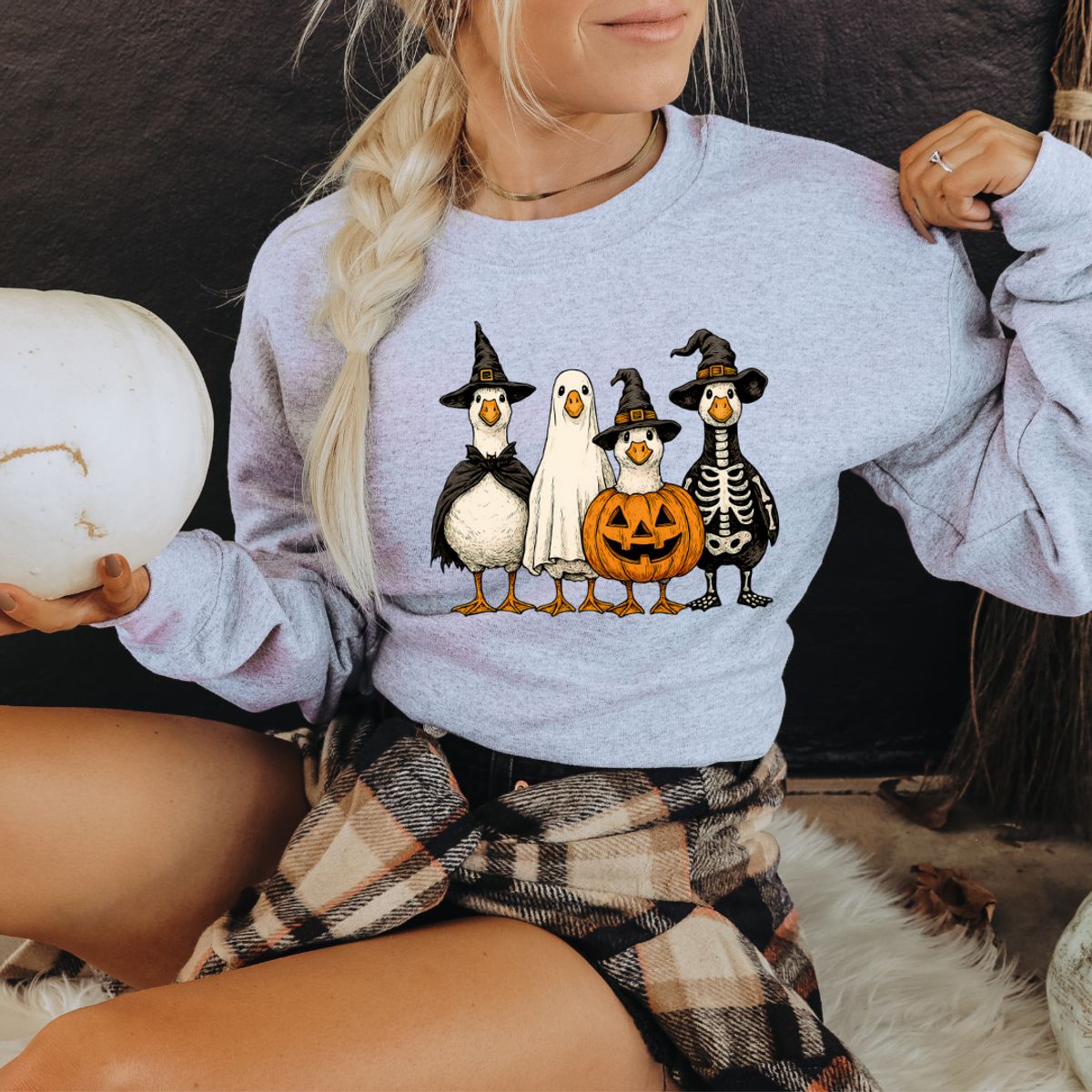 Halloween Geese Crewneck Sweatshirt - 3XL / Ash