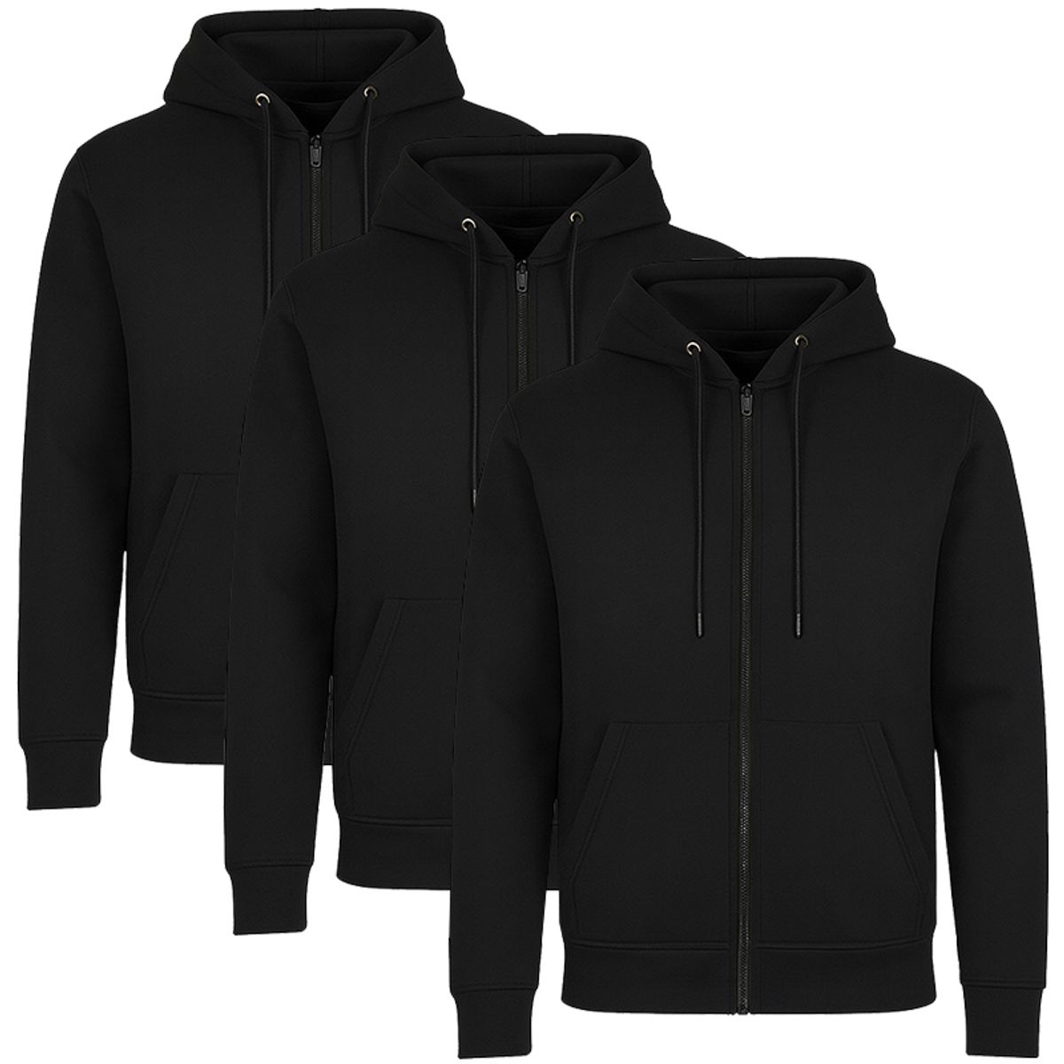 Men’s Fleece-Lined Full-Zip Hoodie (3-Pack) - MFH-1001-BK-BK-BK / L-image-SKU17585032