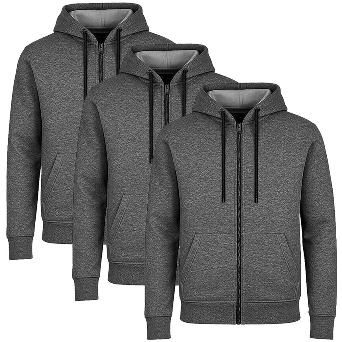 Men’s Fleece-Lined Full-Zip Hoodie (3-Pack) - MFH-1001-CH-CH-CH / M-image-SKU17585037