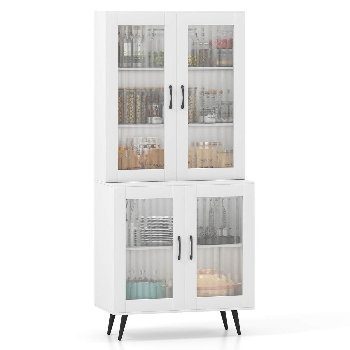 Photos - Wardrobe Costway Kitchen Pantry Cabinet with Adjustable Shelf - White HCST08754