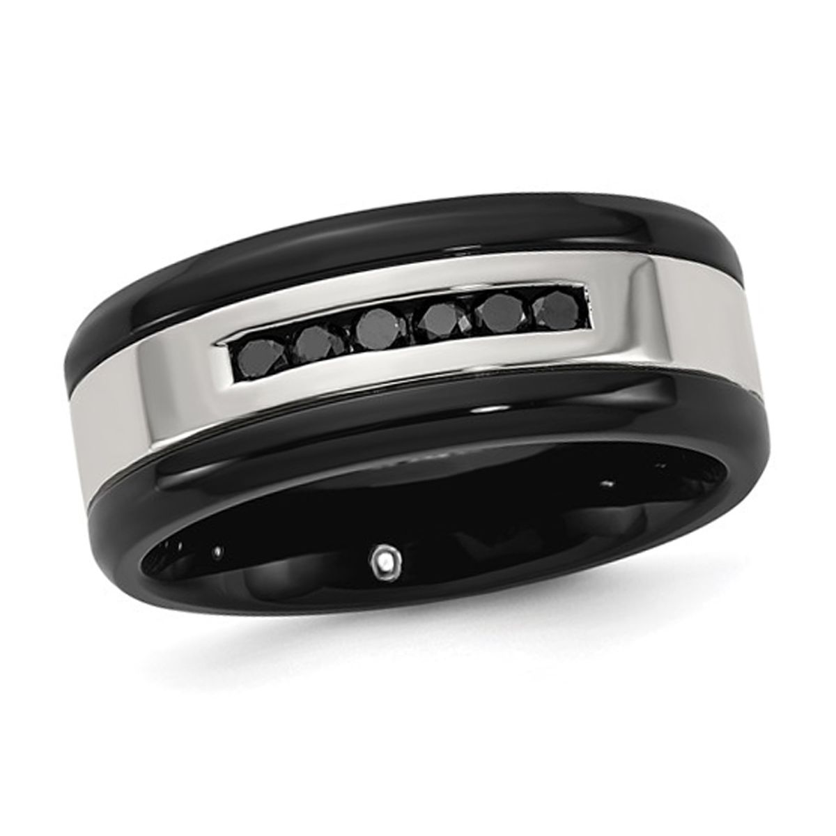 Photos - Ring Gem & Harmony Mens 1/4 Carat  Black Diamond Stainless Steel  -  size: 13 88QGG1066GM-13(ctw)