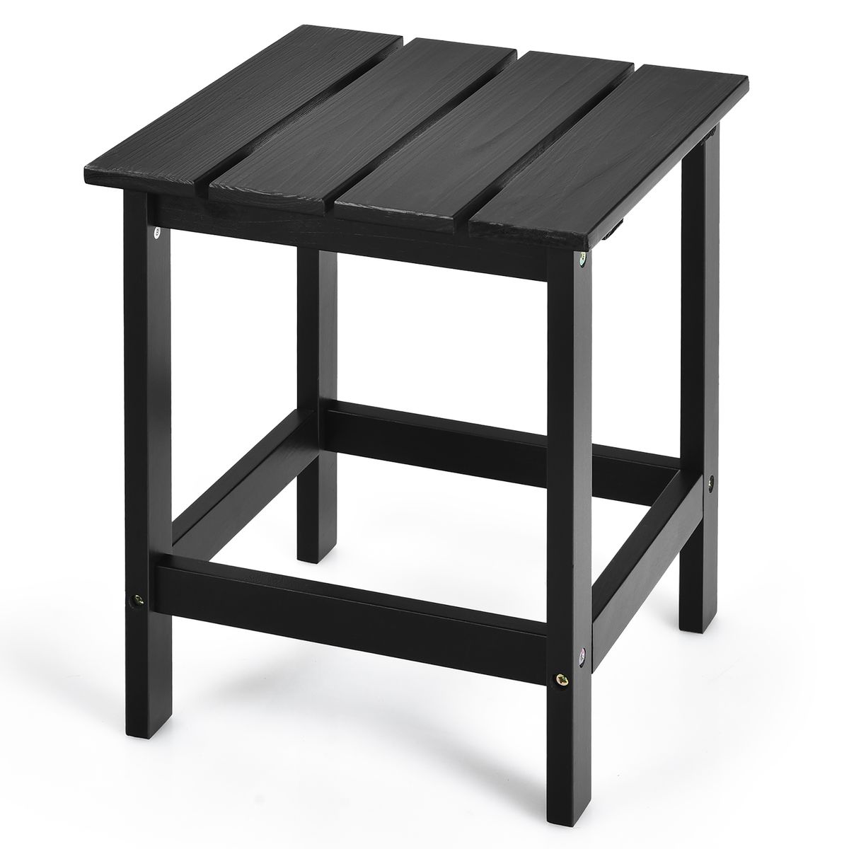 15-Inch Patio Wooden Slat End Side Coffee Table - Patio 15" End Side-Black