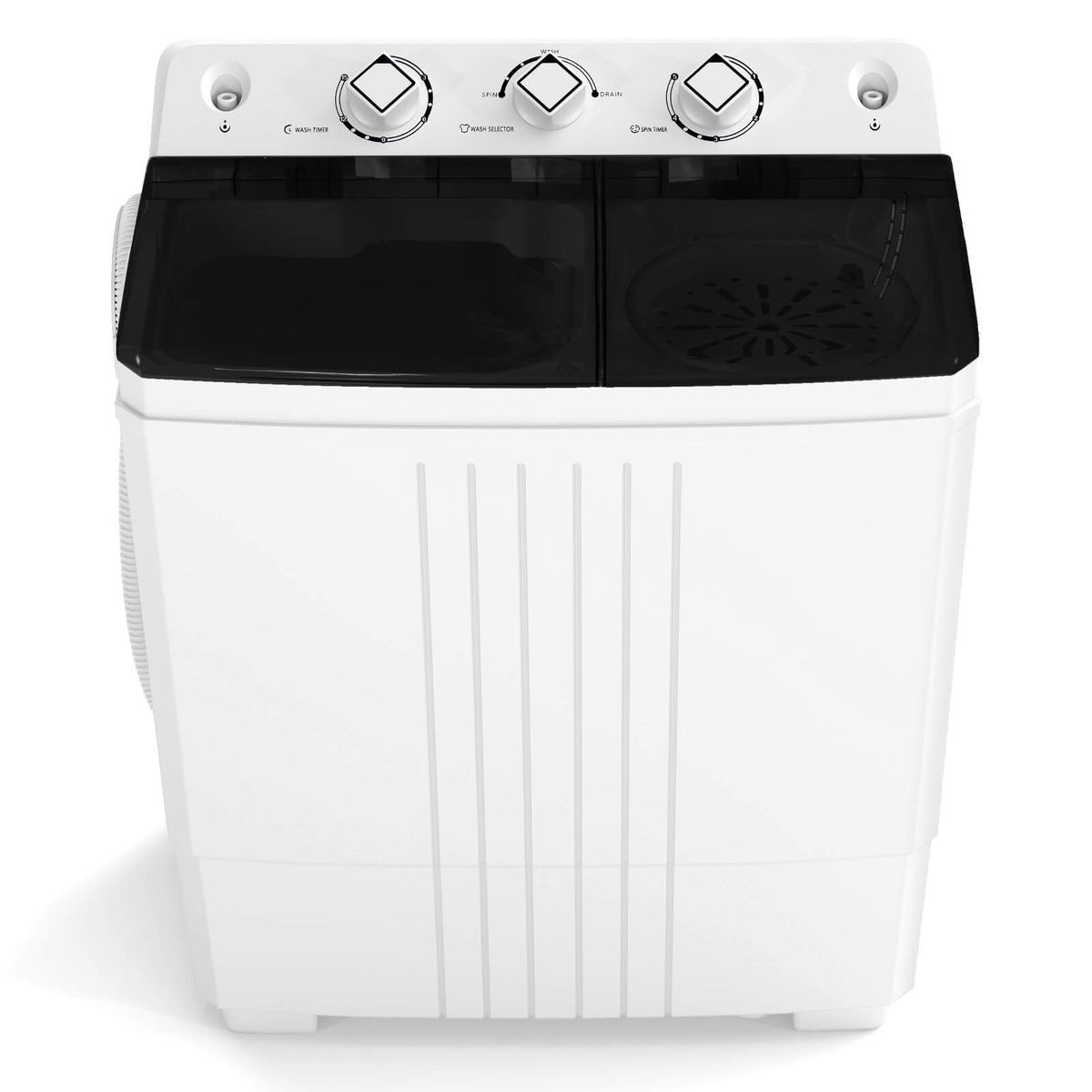 Twin Tub Portable Washing Machine with Drain Pump - Black-image-SKU17578476