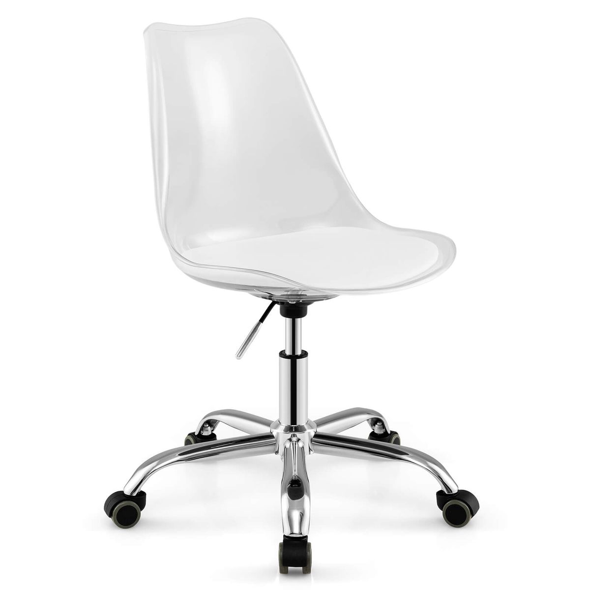 Photos - Computer Chair Costway Clear Desk Chair with Swivel Seat and Adjustable Seat Height - 1 PCS HCST09146 