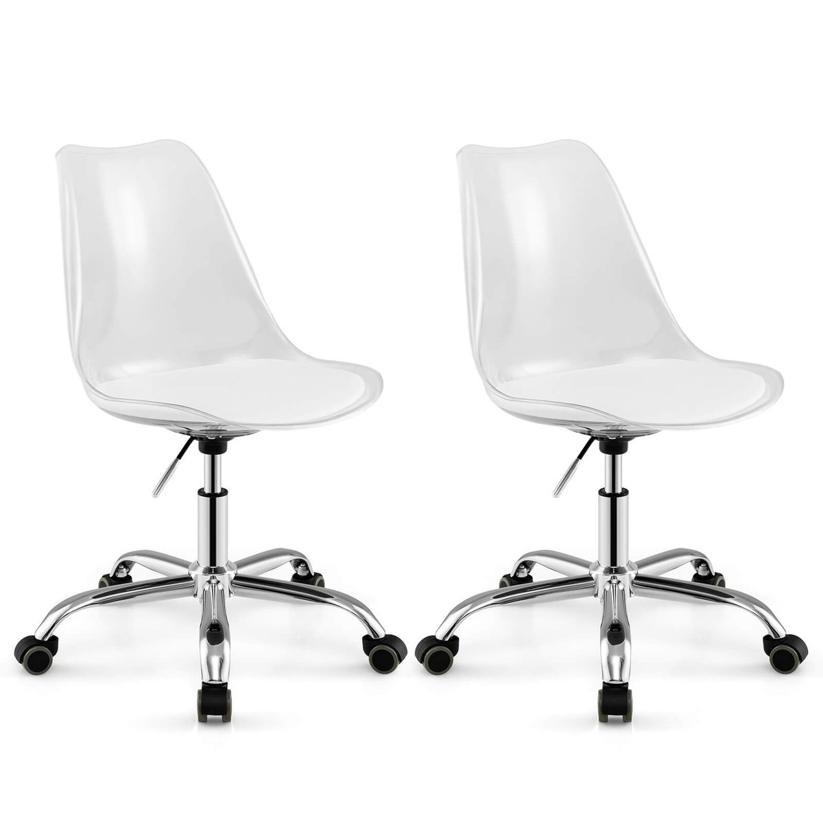 Photos - Computer Chair Costway Clear Desk Chair with Swivel Seat and Adjustable Seat Height - 2 PCS HCST09147 