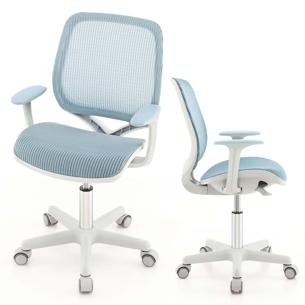 Photos - Computer Chair Costway Kids' Swivel Desk Chair - Blue HY10192BL 