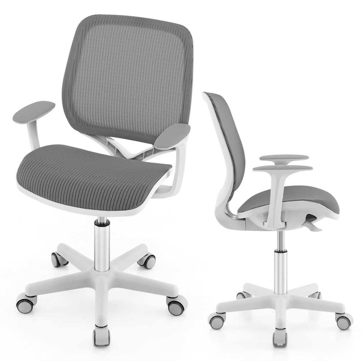 Photos - Computer Chair Costway Kids' Swivel Desk Chair - Gray HCST09774 