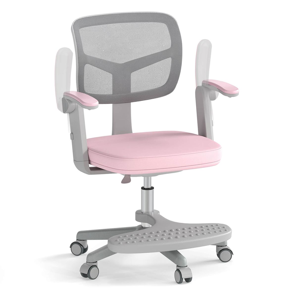Kids' Adjustable Height Desk Chair with Footrest - Pink