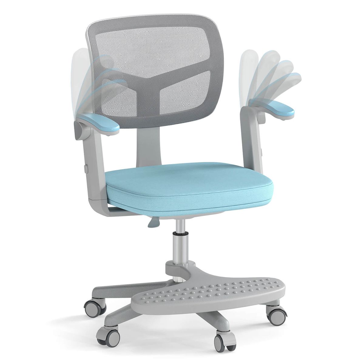 Kids' Adjustable Height Desk Chair with Footrest - Blue-image-SKU17392694