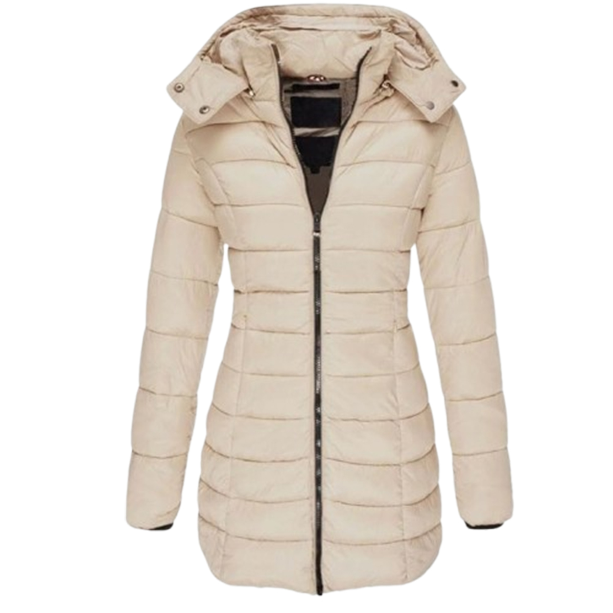 Women's Long Puffer Coat - Khaki, XXL
