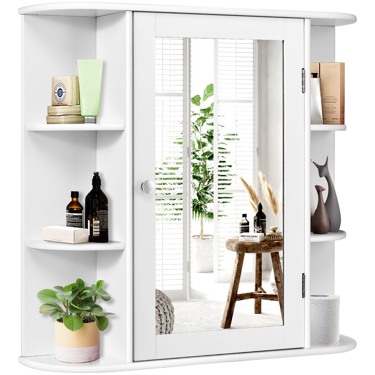 Photos - Washbasin cabinet Goplus Mirrored Wall-Mounted Bathroom Vanity - Cabinet Mirror White HW56729