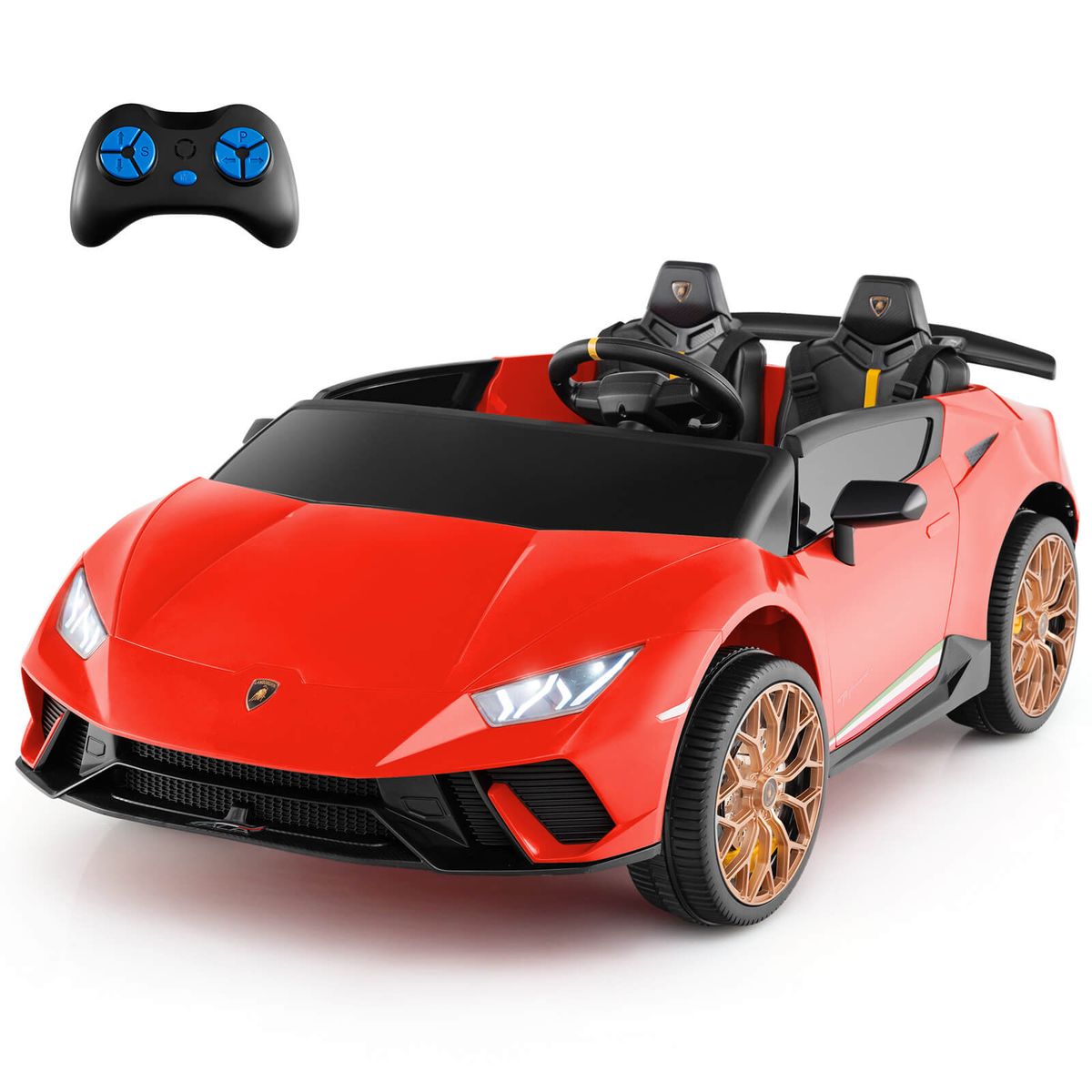 Photos - Kids Electric Ride-on Costway Kids' Licensed Lamborghini 4WD 2-Seater Ride-on Car with Remote Control - Red HCST09753 