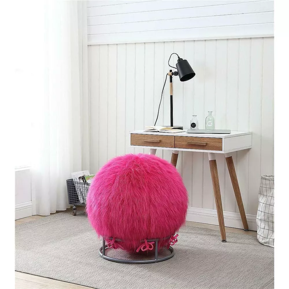 65" Fuzzy Yoga Ball with Base - Pink