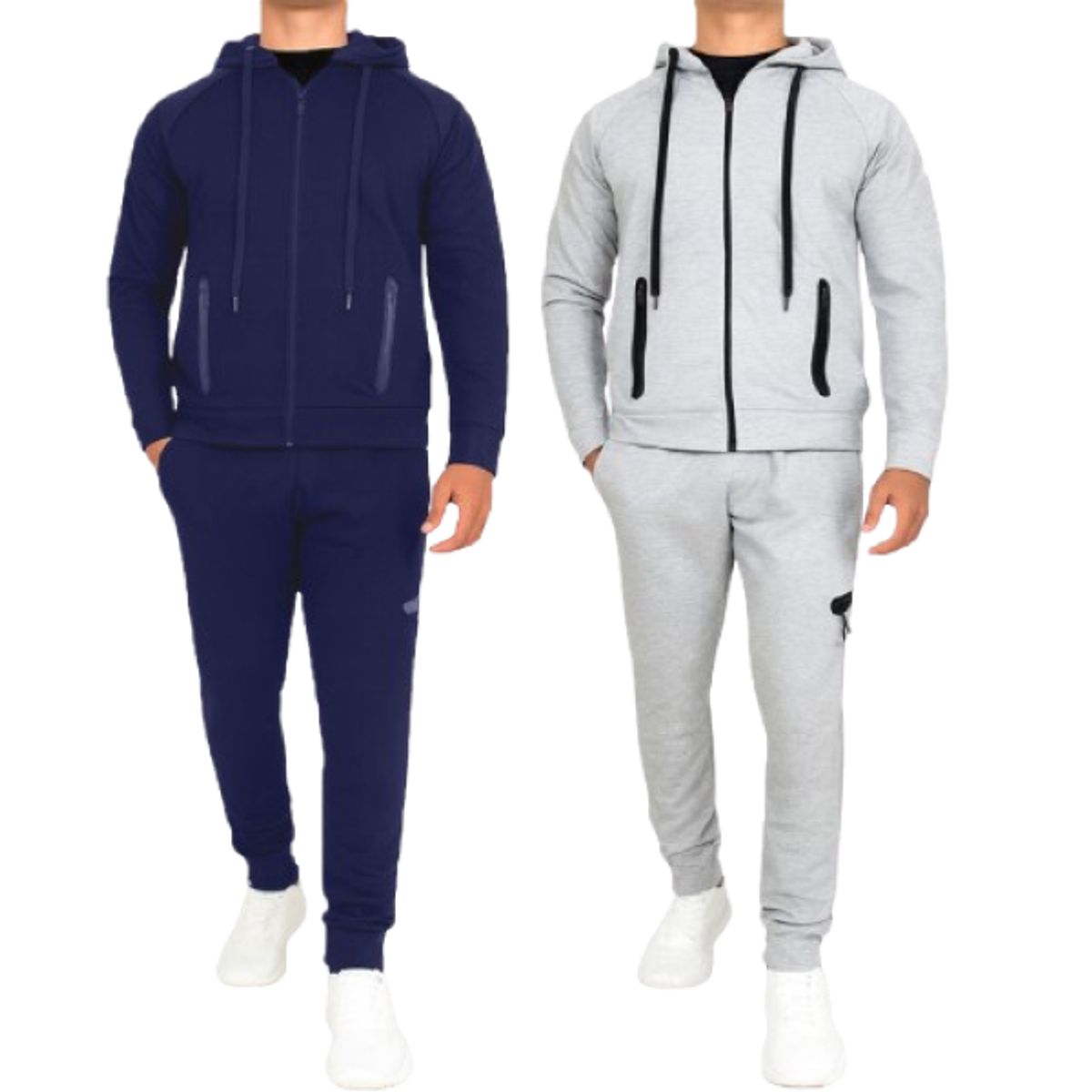 Men's Tech Fleece Hoodie & Jogger Set (1- or 2-Pack) - JM2TF-50 / NV-HG / 2XL