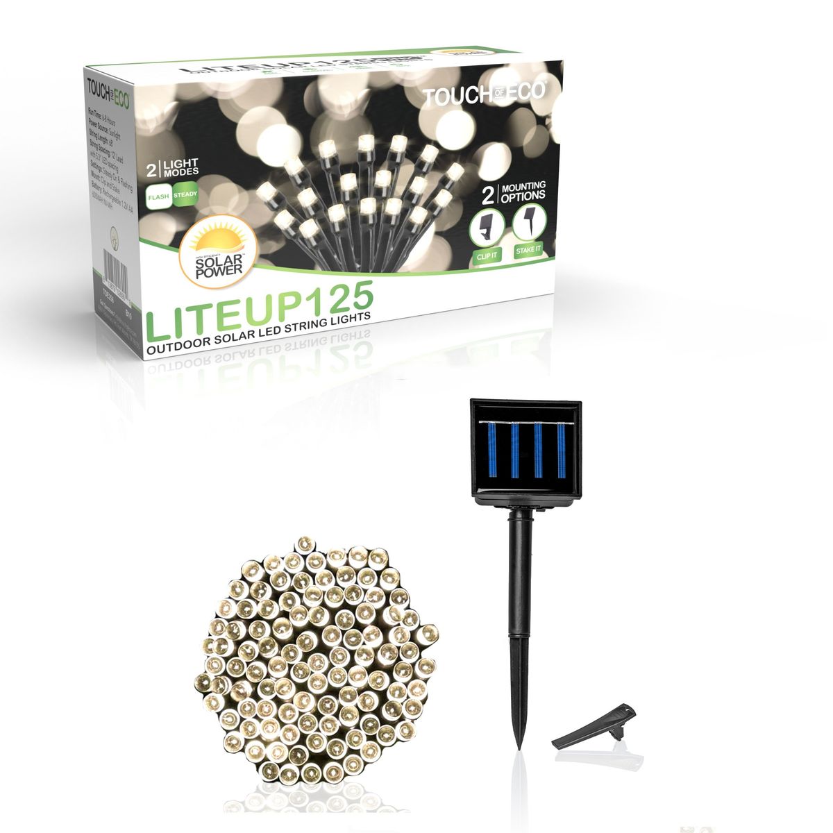 Classic Solar Powered String Lights (1-, 2-, or 4-Pack) - Warm White - 1 Pack