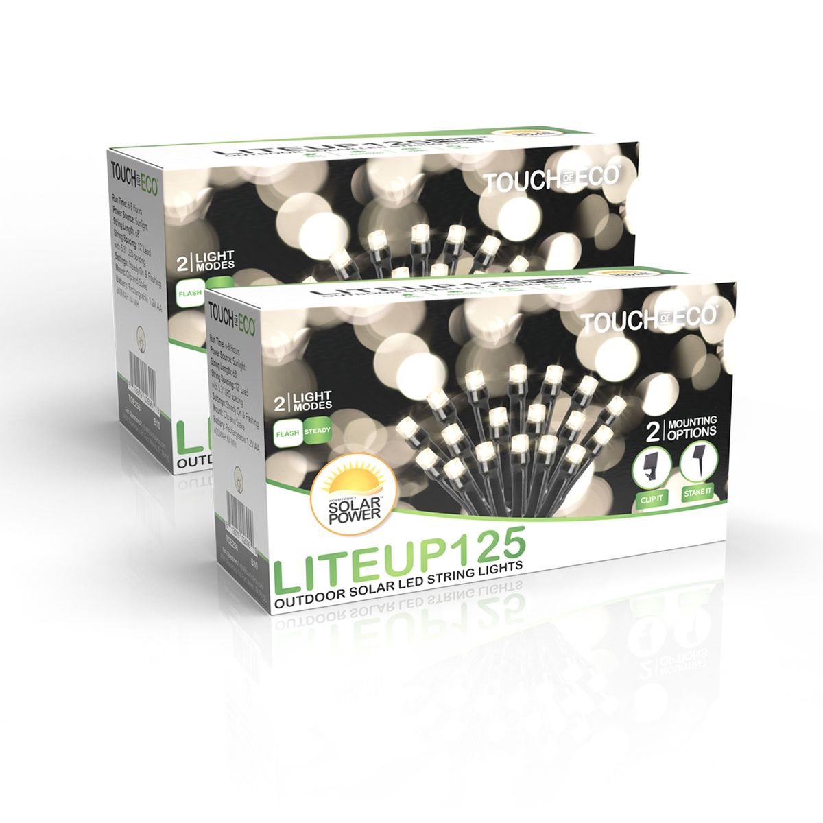Classic Solar Powered String Lights (1-, 2-, or 4-Pack) - Warm White - 2 Pack