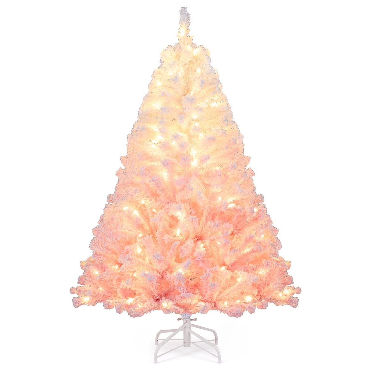 Artificial Christmas Tree with Warm White LED Lights and 8 Lighting Modes - Pink-8 FT