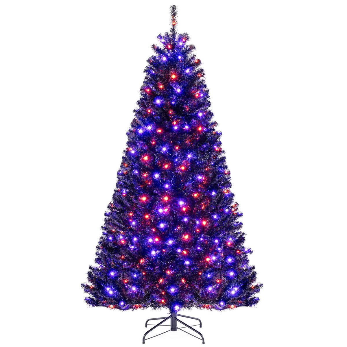 Halloween Tree with Black Branch Tips and Orange, Purple LED Lights - 7' Halloween Tree