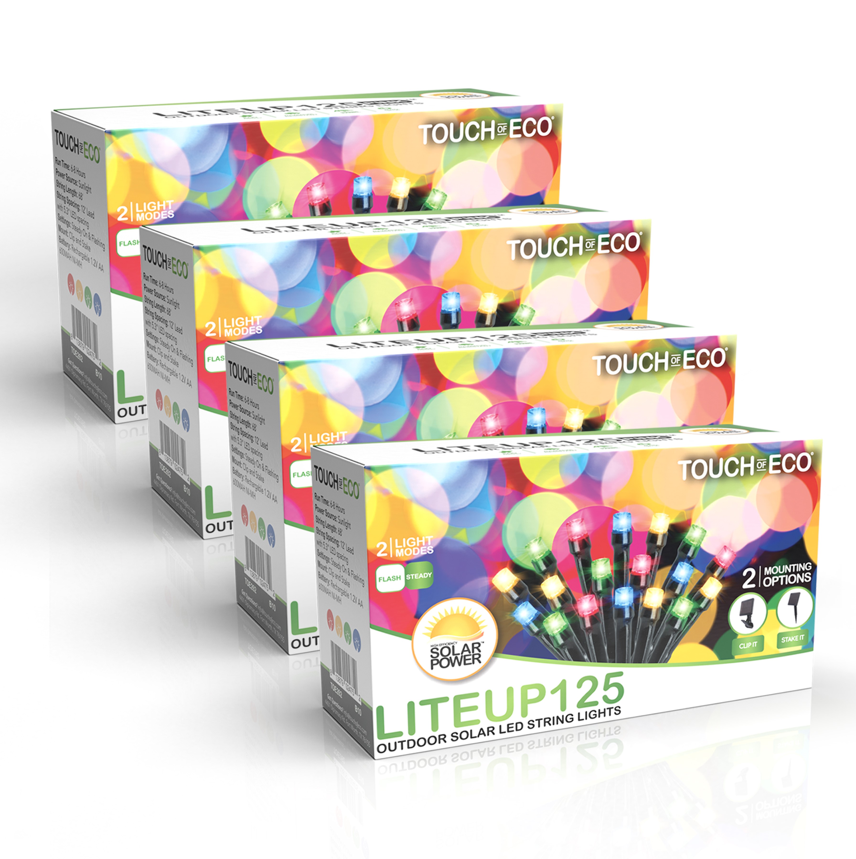 Multicolor Solar Powered LED String Light (1, 2, or 4-Pack) - Multicolor Solar String Light-4Pk