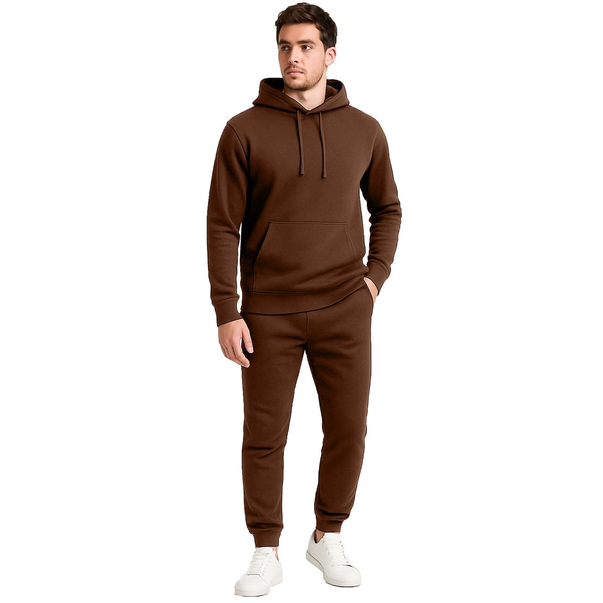 Men's Fleece-Lined Pullover Hoodie & Jogger Set - M2PP-050 / BN / XL