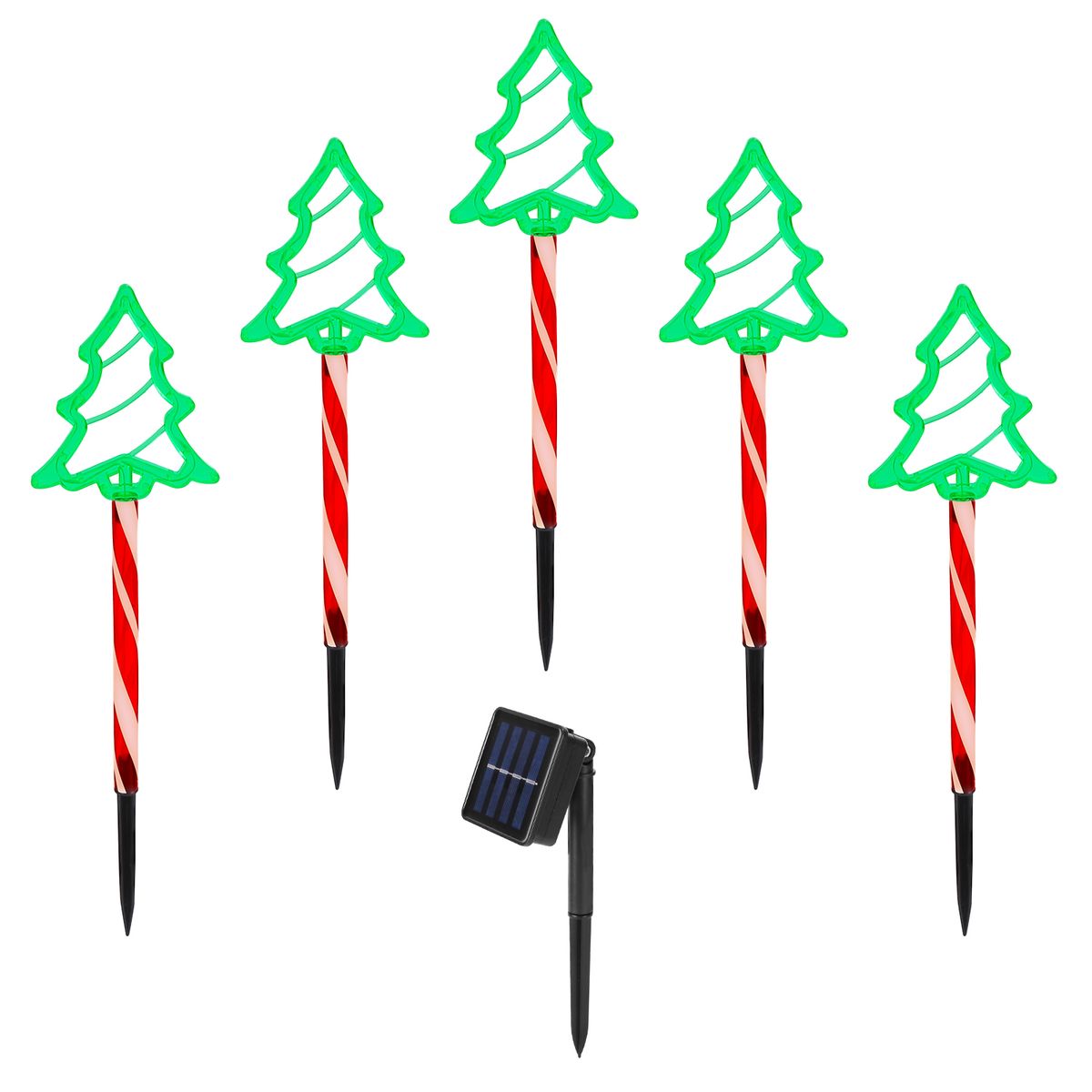 Holiday Solar Pathway Light Set (5-Pieces) - 5pcs Solar Holiday Pathway Lights TREE