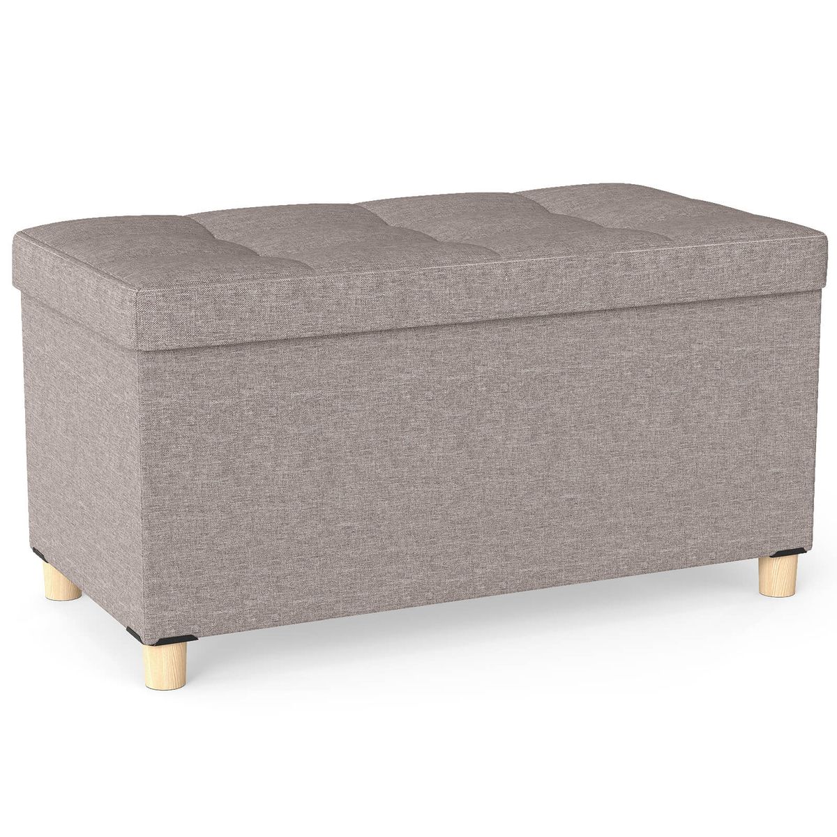 Photos - Garden Furniture Costway 30” Storage Ottoman Bench with Tray  - Gray-1 HCST10490 (1- or 2-Pack)