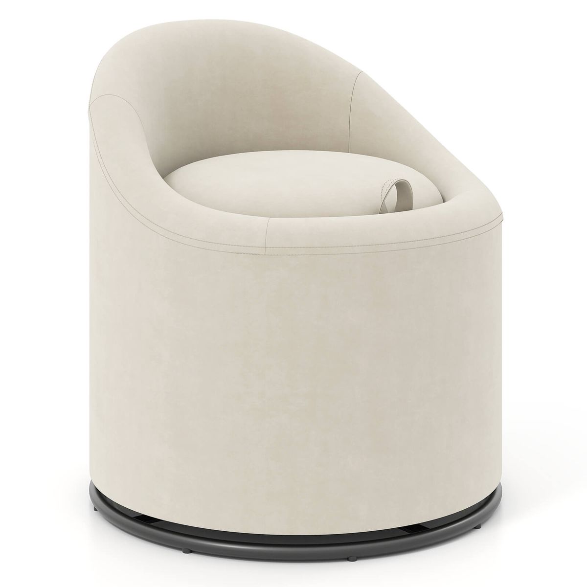 Photos - Chair Costway 360° Swivel Barrel  with Storage  - Beige-1 HCST09449 (1- or 2-Pack)