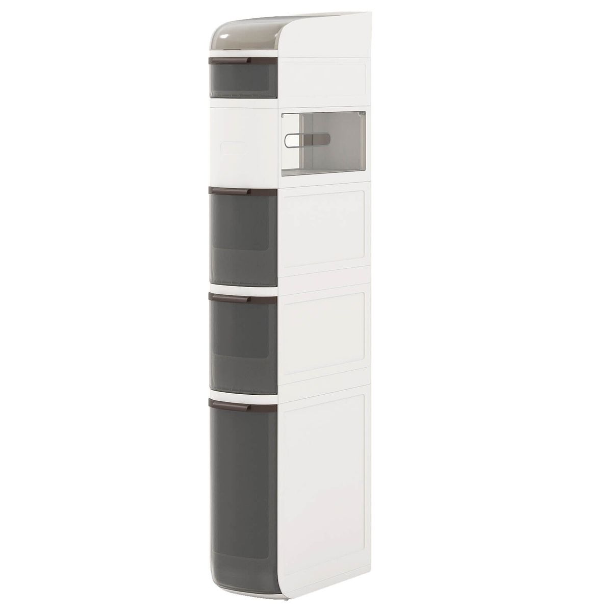 Costway 6-Tier Narrow Bathroom Storage Cabinet with Drawers Tissue Box Wheels for Kitchen - White