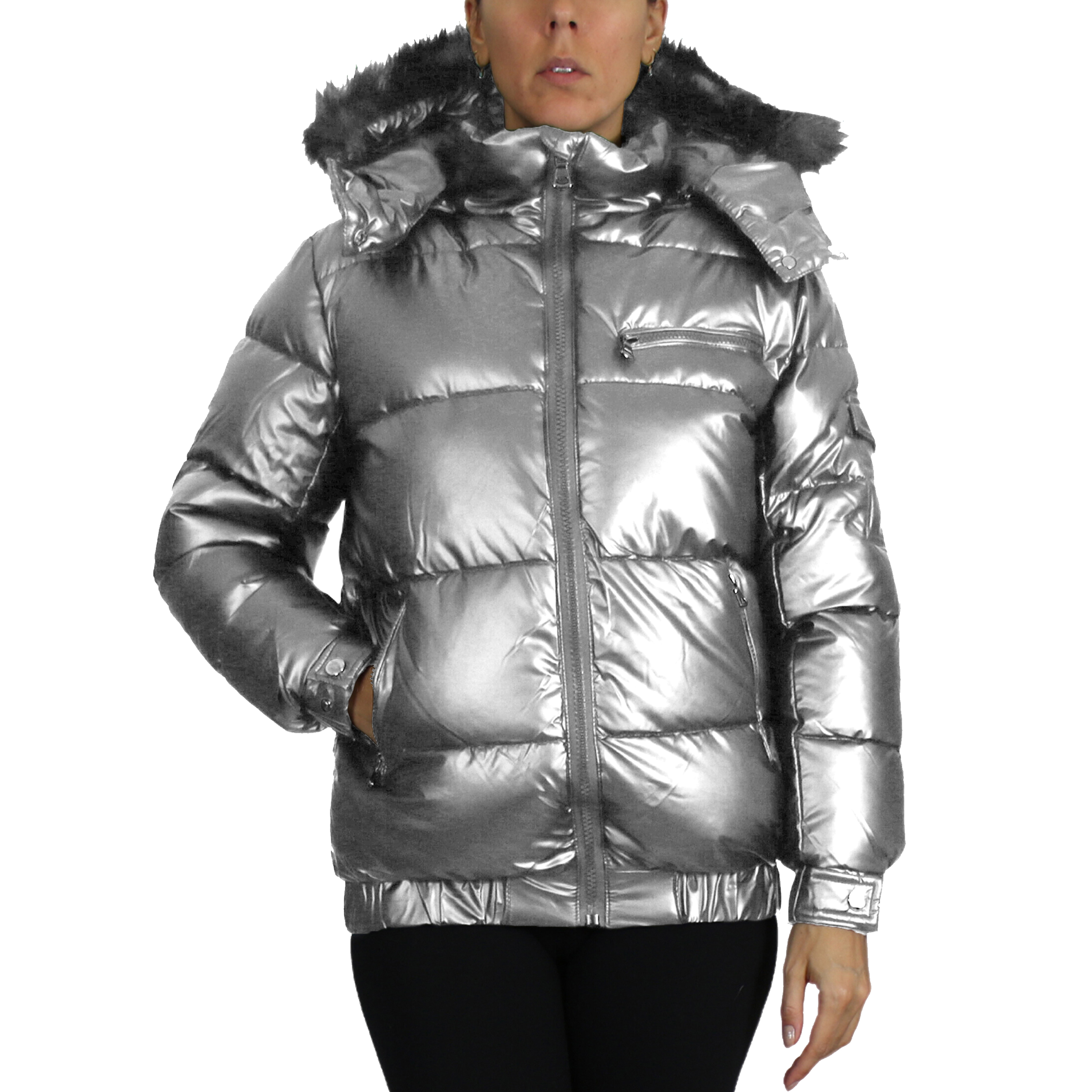 Women's Full Zip Heavyweight Bubble Jacket - SPL-2400-SV-M