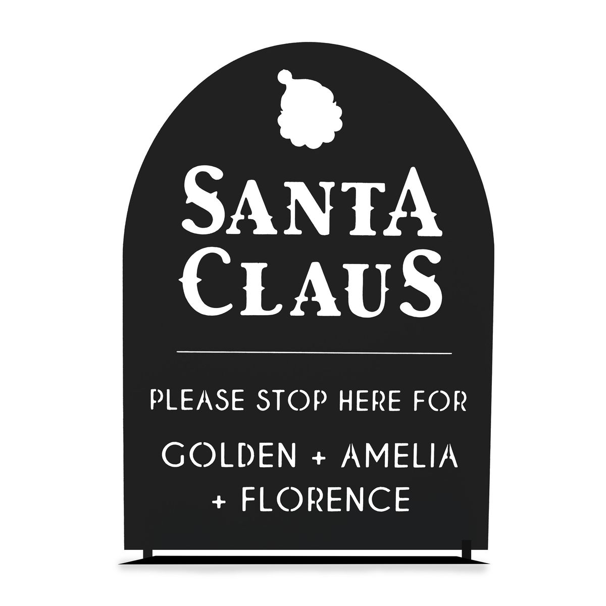 Santa Claus Personalized Christmas Stop Sign - Tabletop: 12"x8" / Black Powder Coat