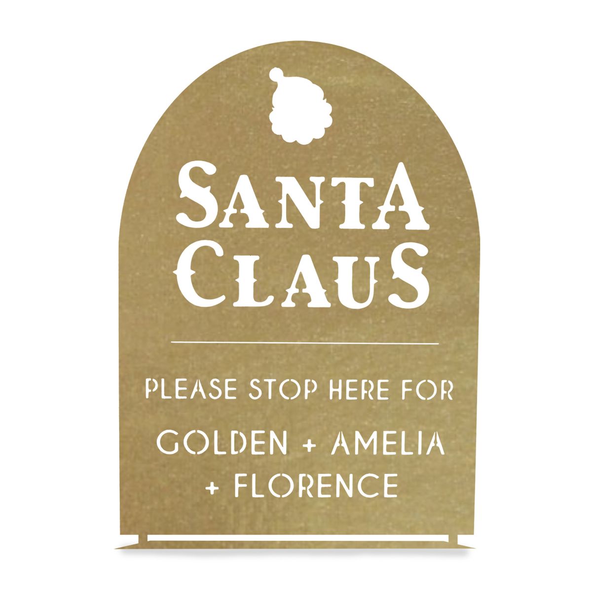 Santa Claus Personalized Christmas Stop Sign - Tabletop: 12"x8" / Gold Powder Coat