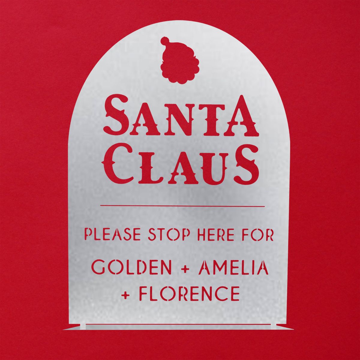 Santa Claus Personalized Christmas Stop Sign - Tabletop: 12"x8" / Silver Powder Coat