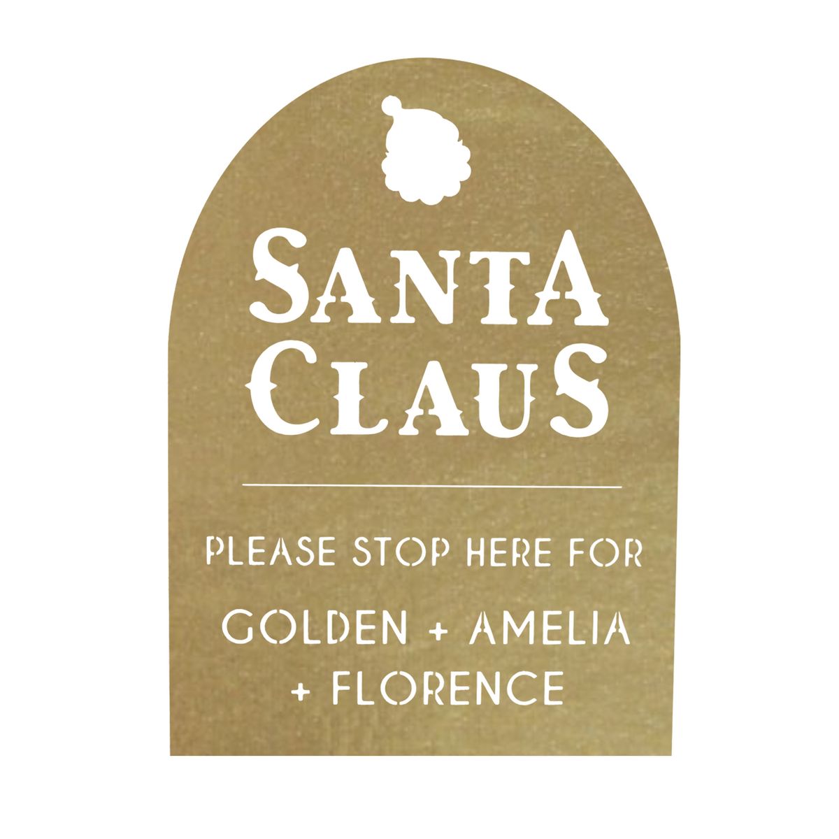 Santa Claus Personalized Christmas Stop Sign  - Hanging: 24"x17" / Gold Powder Coat
