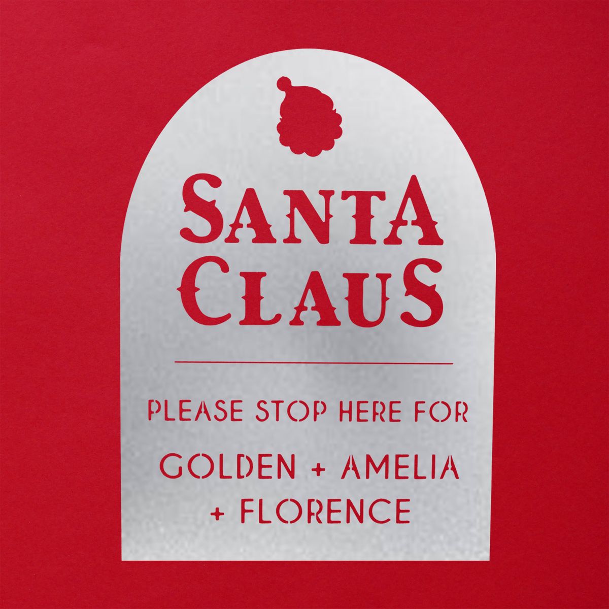 Santa Claus Personalized Christmas Stop Sign  - Hanging: 24"x17" / Silver Powder Coat