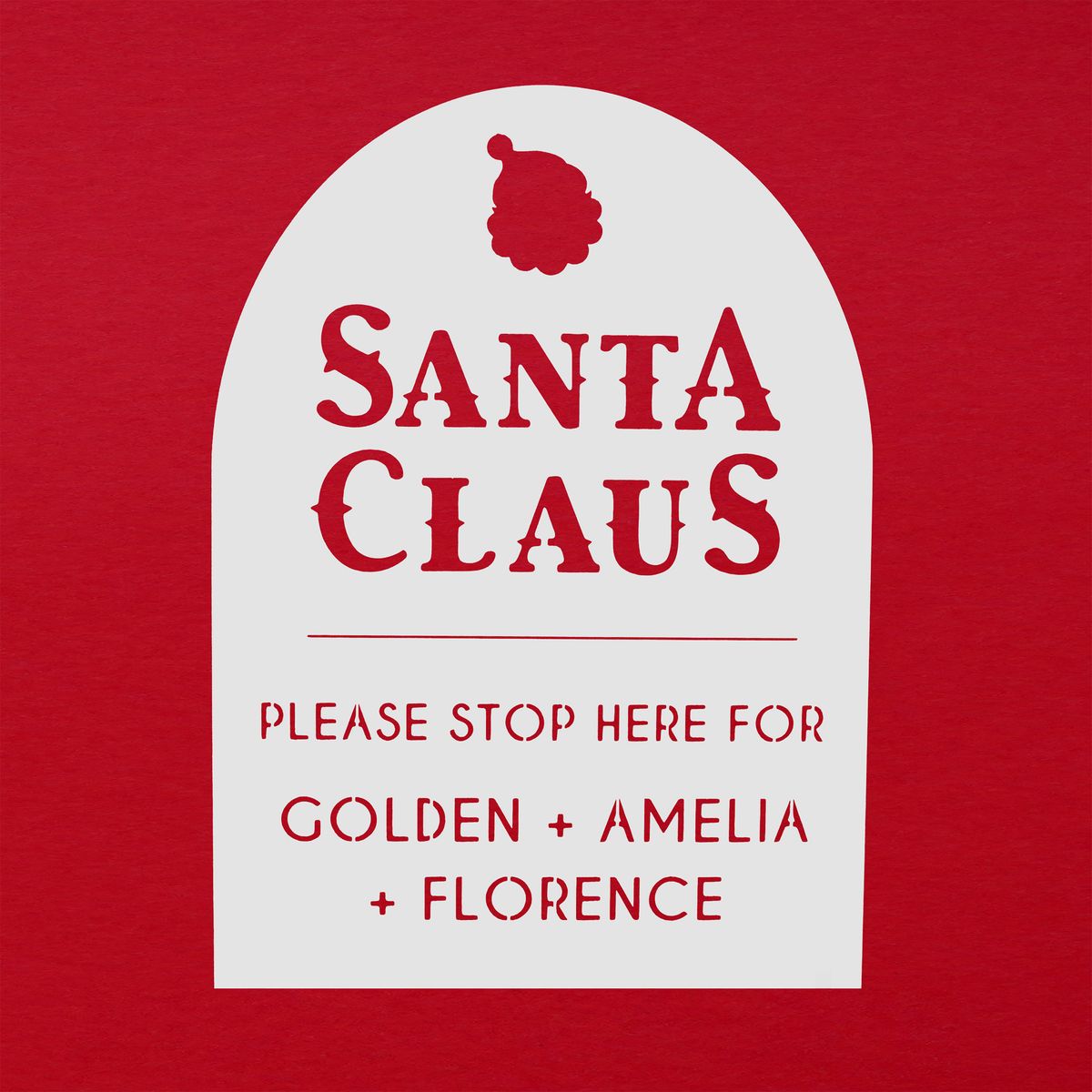 Santa Claus Personalized Christmas Stop Sign  - Hanging: 24"x17" / White Powder Coat