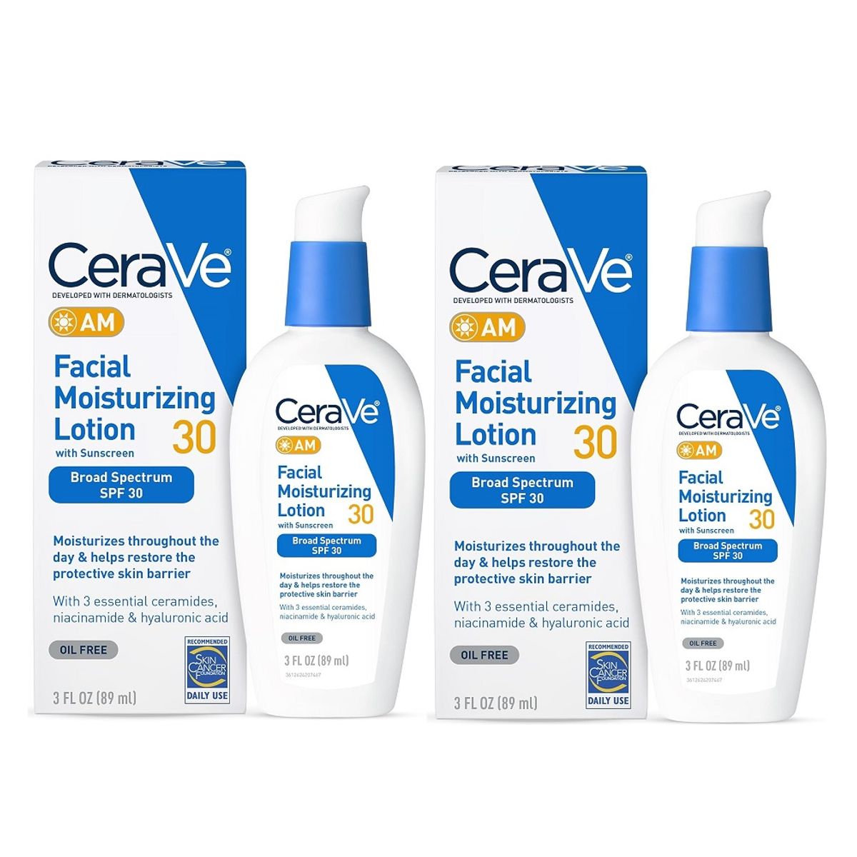 CeraVe Skincare Essentials Bundle 2Pack  2 Pack  CeraVe AM Facial Moisturizing Lo