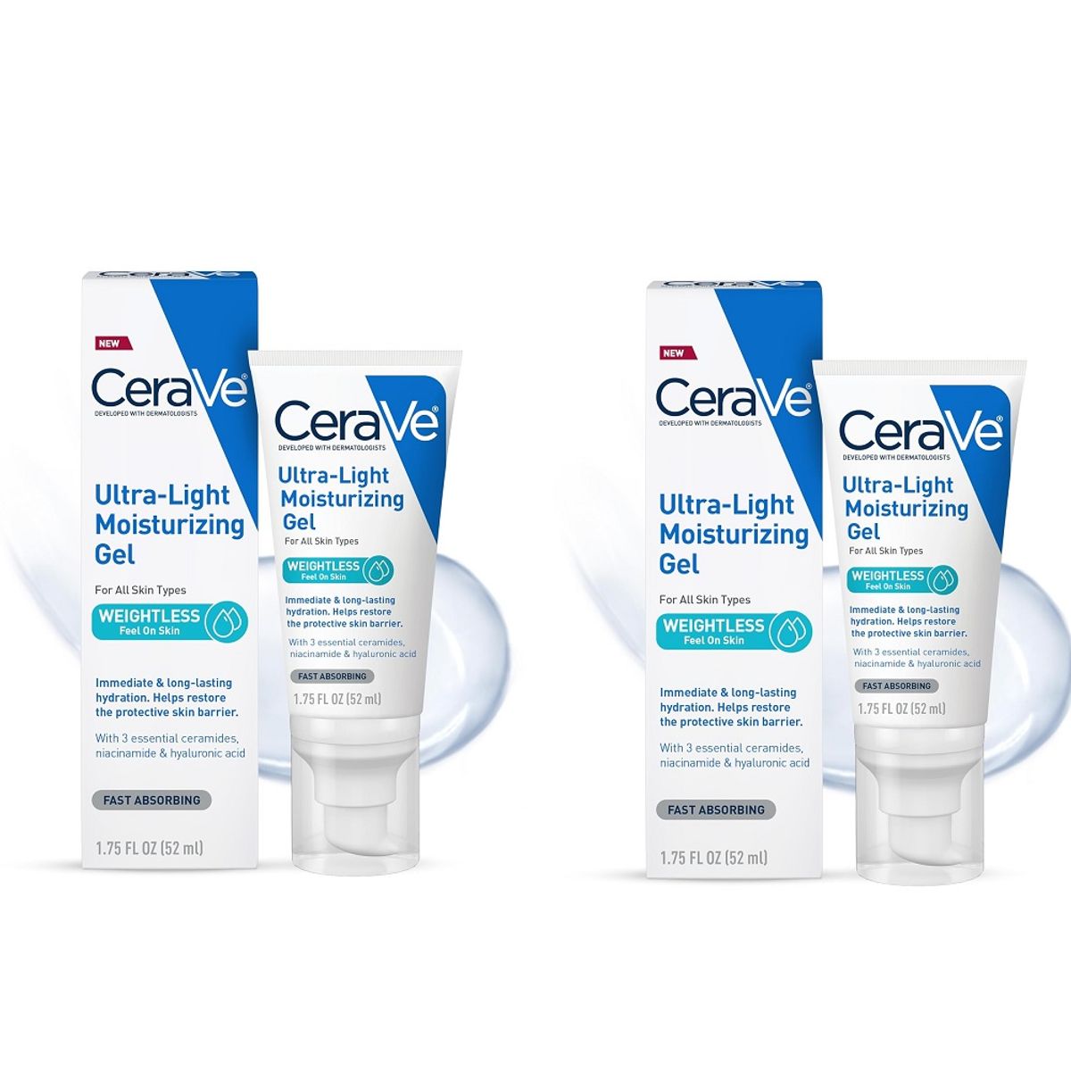 CeraVe Skincare Essentials Bundle (2-Pack) - 2-Pk CeraVe Ultra-Light Moisturizing Gel